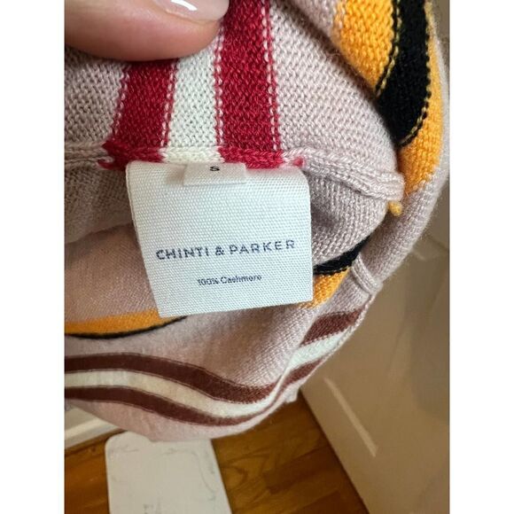 CASHMERE Chinti and Parker Multicolor Striped Sweater Shoulder Buttons Sz. S - Picture 5 of 10